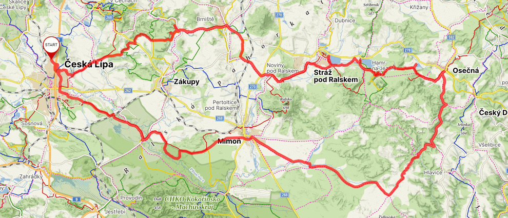 Mapa cyklotrasy